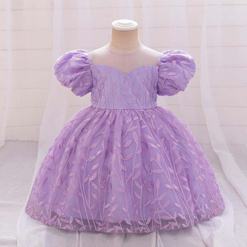 Dresses - 女の子 ワンピース 刺繍 プリンセスドレス 女児 礼服 フリル ウェディングドレス ピアノ 演奏服 花嫁童 司会 ランウェイドレス チュールスカート 綿混紡 ポリエステル ボヘミアン レース 蝶結び ピンク系 天藍 赤 橙 オールシーズン かわいい 軽量