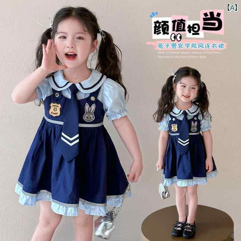 Rakuten - 女の子 ワンピース 連衣裙 夏 泡泡袖 プリンセススカート かわいい ファッション 洋気 ピンク系 短袖 綿混 軽量 3-8歳 中小童 接触冷感 吸湿速乾 花柄 柄物 プリント 通学 日常 遊び着 キャラ柄 女児 ドレス 膝丈 フレア スカート プリンセ