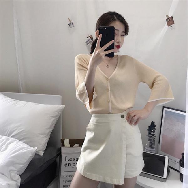 Other - レディース スカート 高腰 Aライン 夏 綿麻 ワイドレッグ ショートパンツ 工装風 薄手 ポケット 気質 通勤 快適 休闲 百搭 白色 杏色 卡其色 微弾 免烫 95% 以上 綿