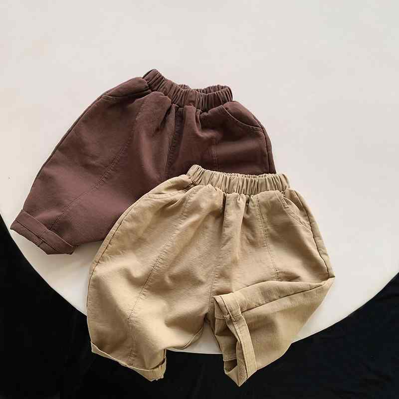 키즈 바지 소년 소녀 면 소재 긴 바지 느긋한 실루엣 평상시 사용 캐주얼 스타일 순색 디자인 중허리 고무 허리 봄 가을 시즌 컬러 브라운 베이지 3세 아동 6세 아기 아기 옷 100cm 110cm 120cm 13