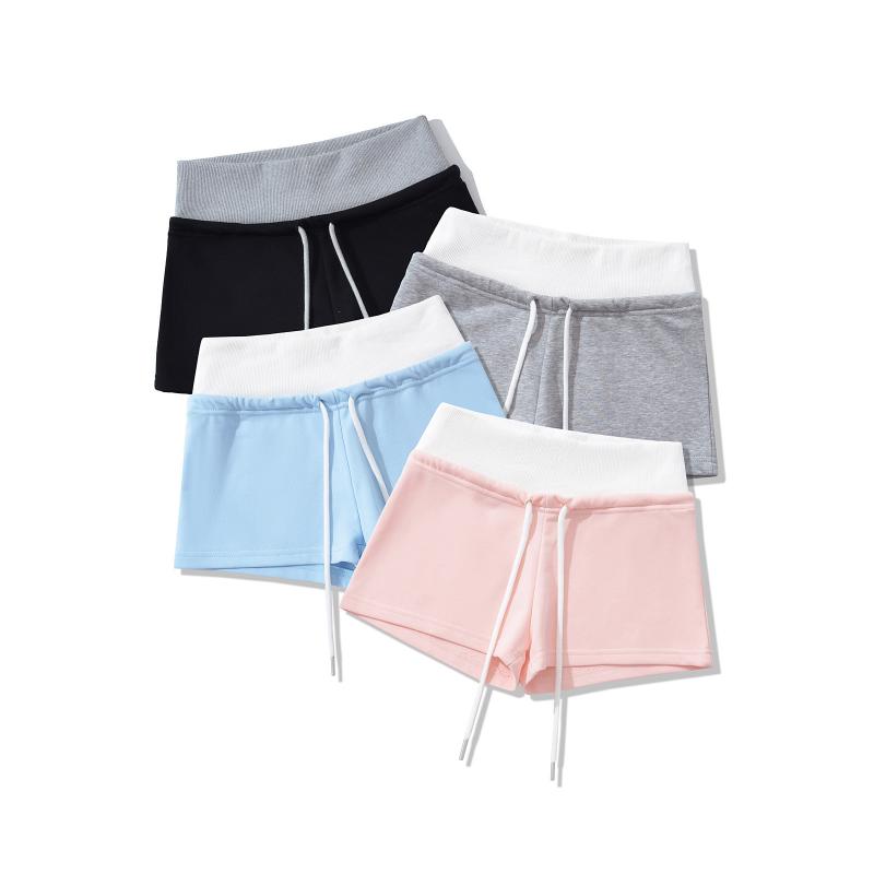 Capri Pants - レディース ショートパンツ 弾力 タイト 切り替え 高腰 偽ツーピース Aライン ワイドレッグ 熱パンツ コットン混紡 ポリエステル スパンデックス 基本款 ストレート ミディアムレングス 中厚 マイクロストレッチ ブラック ピンク グレー ブルー 黒