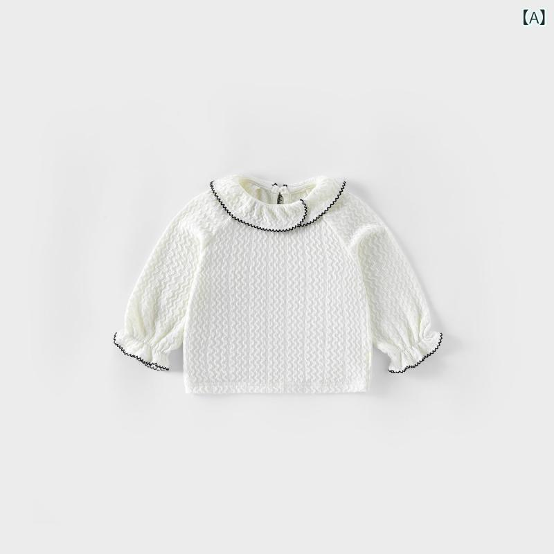 ・カテゴリ: 童Tシャツ・スタイル: 韓版・袖丈: 長袖・主な素材: ポリエステル66%・領型: 翻領・柄: 無地・カラー展開: 香草杏、娃娃衫、浅灰波点背心裙・サイズ展開: 73、80、90、100、110、120・対象年齢: 中小童(3~8歳)