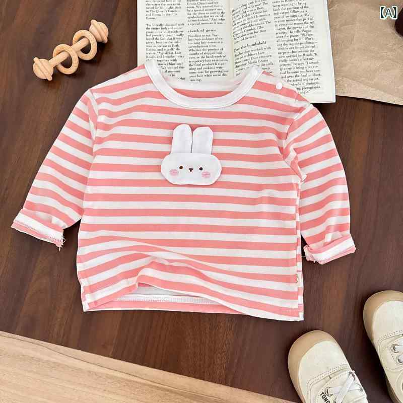 ・カテゴリ: 童Tシャツ・スタイル: 韓版・主な素材: 綿95%・袖丈: 長袖・ネックライン: 丸首・柄: 卡通・カラー展開: 粉色、黒白、赤、黄、灰・サイズ展開: 73cm、80cm、90cm、100cm、110cm・機能: 保温