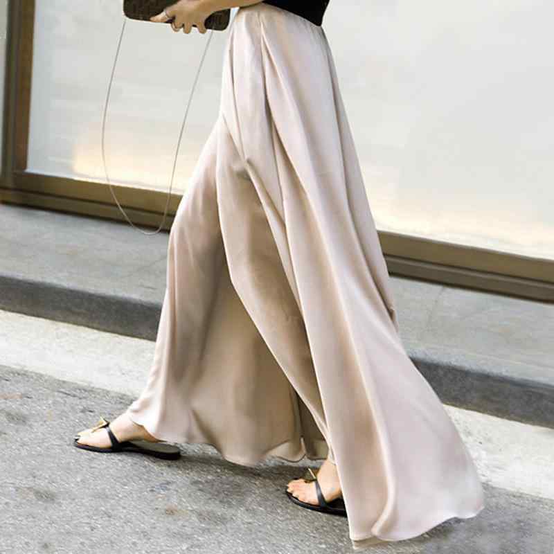 レディース ワイドパンツ ハイウエスト ロング丈 黒 