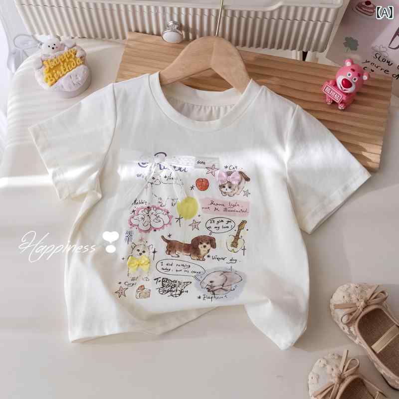 ・カテゴリ: 童Tシャツ・スタイル: 韓版・主な素材: 綿90%・袖丈: 短袖・柄: 卡通・ネックライン: 丸首・機能: 吸湿排汗・カラー展開: 白色、亮粉・サイズ展開: 90、100、110、120、130、140