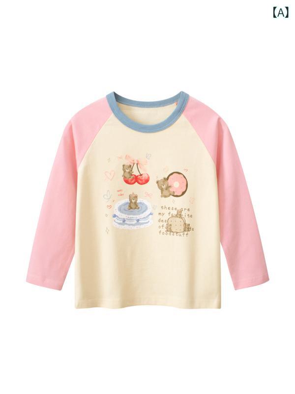 ・カテゴリ: 童Tシャツ・スタイル: カジュアル・主な素材: 綿100%・袖丈: 長袖・柄: 卡通・ネックライン: クルーネック・カラー展開: 杏、粉紅・サイズ展開: 90cm、100cm、110cm、120cm、130cm、140cm