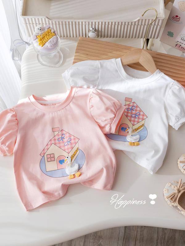 ・カテゴリ: 童Tシャツ・スタイル: 韓版・袖丈: 短袖・主な素材: 綿90%・パターン: 卡通・エレメント: 卡通、可愛い、プリント・ネックライン: 丸首・機能: 吸湿排汗・カラー展開: 白色、粉色、亮粉・サイズ展開: 90cm、100cm、110cm、120cm、130cm、140cm