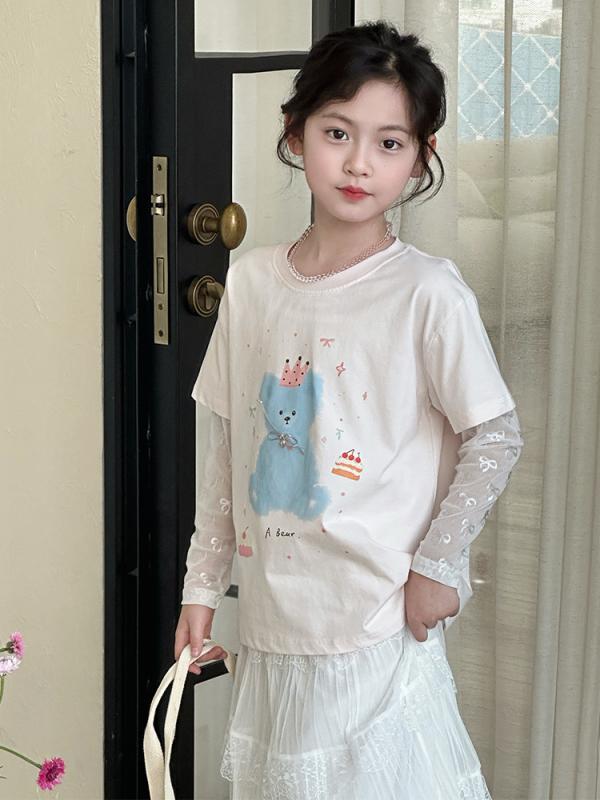 ・カテゴリ: 童Tシャツ・スタイル: 韓版・主な素材: 綿100%・ネックライン: 丸首・袖丈: 長袖・要素: 可愛・機能: 吸湿排汗・カラー展開: ピンク、黄色・サイズ展開: 120cm、130cm、140cm、150cm、160cm、170cm