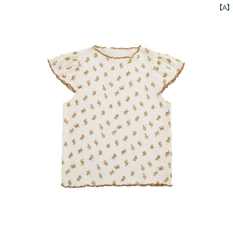 ・カテゴリ: 童Tシャツ・スタイル: 韓版・主な素材: 綿91%・袖丈: 短袖・柄: 卡通、印花・カラー展開: 卡其色小花、咖色小花、姜黄色小花、粉色小花、粉色郁金香小兔、紫色小花・サイズ展開: 80cm、90cm、100cm、110cm、120cm、130cm、140cm・対象年齢: 1〜3歳、3〜8歳