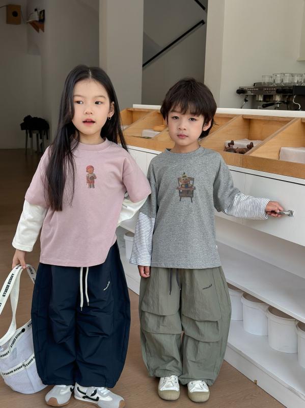 キッズ トップス 男の子 女の子 長袖 切り替え 偽ツーピース Tシャツ 春夏 中小童 ...