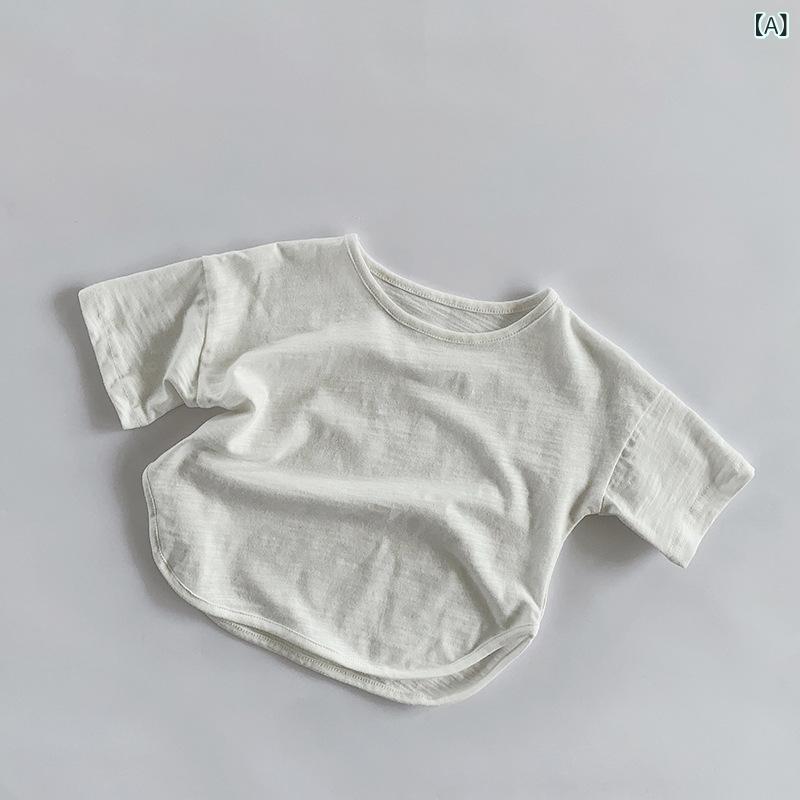 キッズ Tシャツ 男の子 女の子 短袖 竹節コットン 綿素材 純色 吸湿速乾 柔軟 丸首...