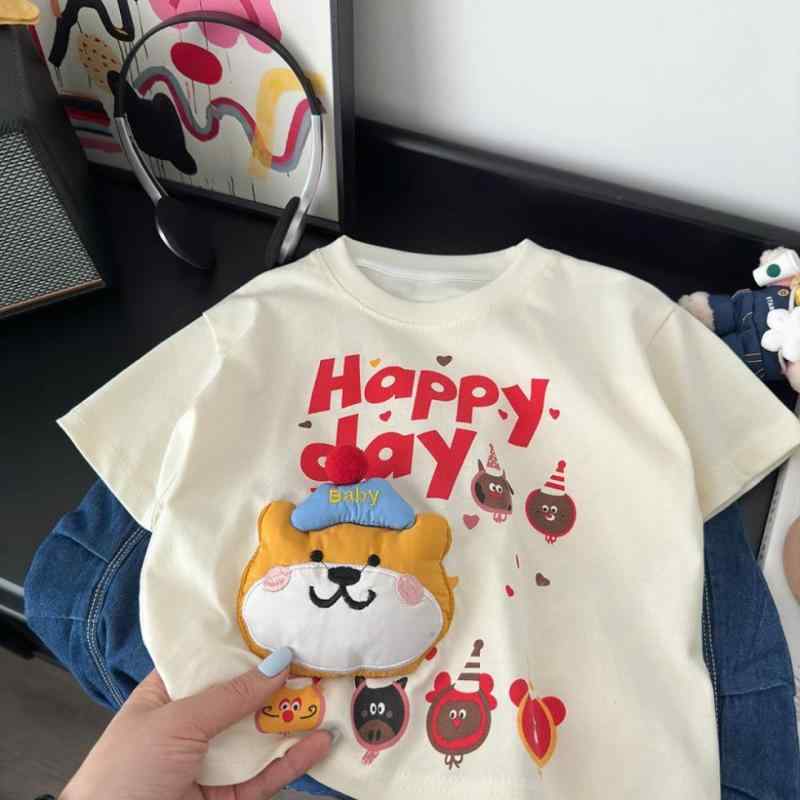 ・カテゴリ: 童Tシャツ・スタイル: 韓版・主な素材: 綿95%・袖丈: 短袖・年齢層: 1～3歳、3～8歳、8歳以上・身長対応: 73cm、80cm、90cm、100cm、110cm、120cm、130cm、140cm、150cm・大人サイズ: S（45-52.5kg）、M（52.5-60kg）、L（60-67.5kg）・首回り: 丸首・柄: 卡通、印花・カラー展開: 米杏色・機能: 抗菌