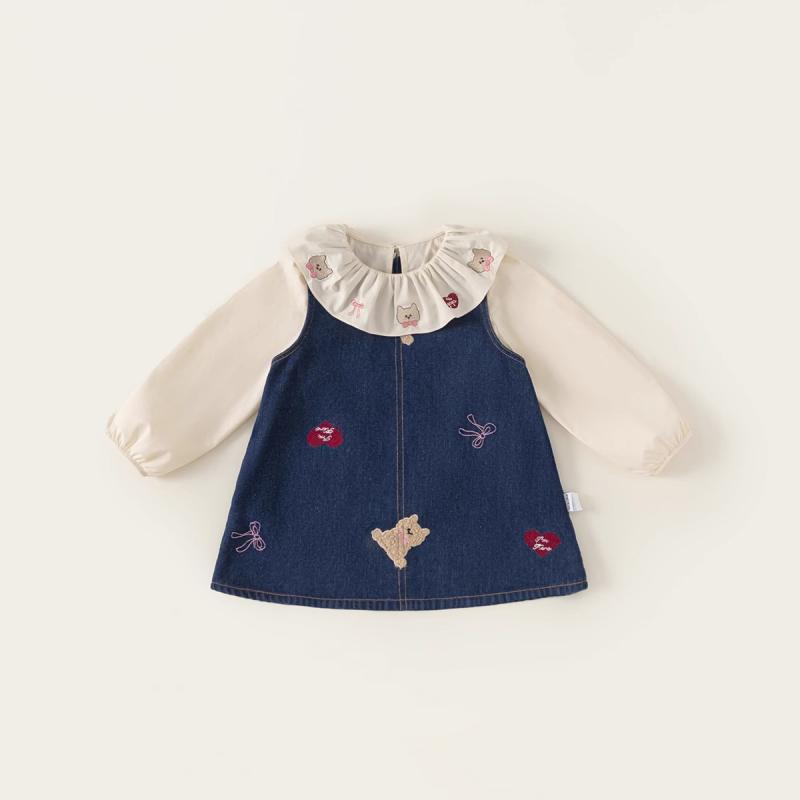 女の子 服 春秋 セットアップ シャツ スカート セット コットン 長袖 かわいい ベ...