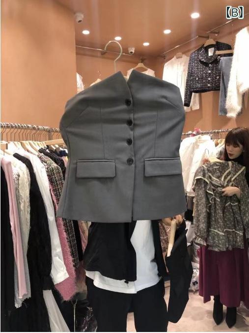 女の子 トップス 夏 メンズ風 チューブトップ ベアトップ 修身 レイヤード 肩出し ...
