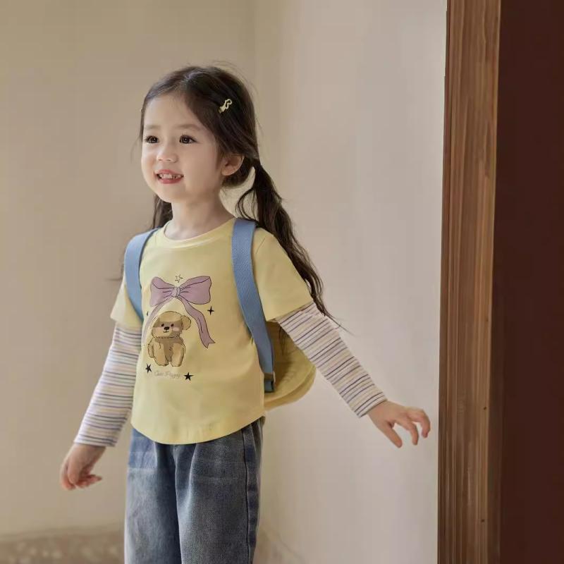 ・カテゴリ: 童Tシャツ・スタイル: 田園・袖丈: 長袖・主な素材: 綿95%、氨纶5%・ネックライン: 圓領・柄: 動物、卡通、头像・要素: 田園、卡通、可愛、印花・機能: 吸湿排汗・カラー展開: 白色、粉色、黄色・サイズ展開: 80、90、100、110、120、130、140