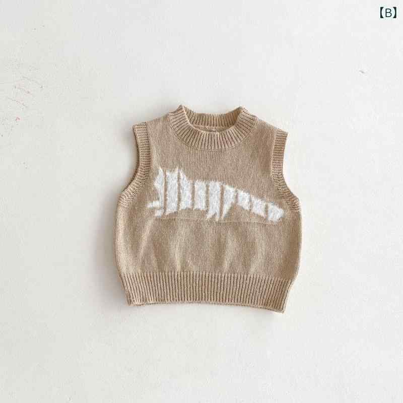 子供服 男の子 女の子 ニット ベスト 春秋 毛衣 背心 ジャカード 切り替え ピンストライプ 動物柄 カード かわいい ピンク 黒 茶色 柔らかい ポリエステル混紡 丸首 無袖 セットイン コットン風 軽量 伸縮性 オールシーズン 通学 普段使い 遊び fork-br-10830233 フォークBR サンプル画像3