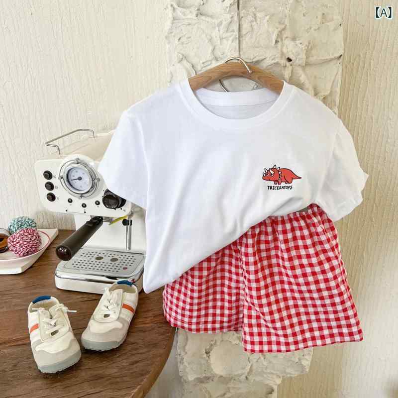 キッズ セットアップ 男の子 女の子 夏服 薄手 綿素材 短袖 Tシャツ 短パン 2点セット 紫外線カット 防UV カードプリント 動物柄 かわいい 柄 スタイリッシュ 日常使い 遊び着 通気性 軽量 快適 90-140cm 対応 2