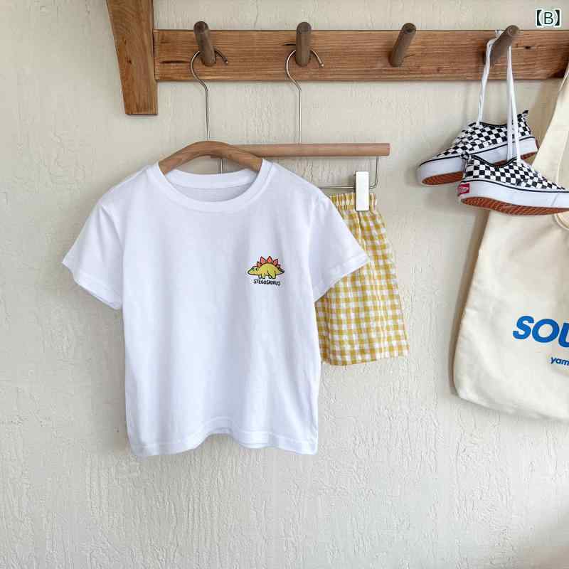 キッズ セットアップ 男の子 女の子 夏服 薄手 綿素材 短袖 Tシャツ 短パン 2点セット 紫外線カット 防UV カードプリント 動物柄 かわいい 柄 スタイリッシュ 日常使い 遊び着 通気性 軽量 快適 90-140cm 対応 3
