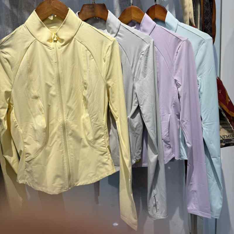 Other - レディース 防晒 スタンドカラー フィット ショート ジャケット ウエストシェイプ 接触冷感 軽量 薄手 スポーツ トップス 黄色 灰色 黒 修身型 無袖 ポロカラー 私服 ミセススタイル 春季 アウトドア 日常使い 伸縮性 スパンデックス 混紡 爽やか