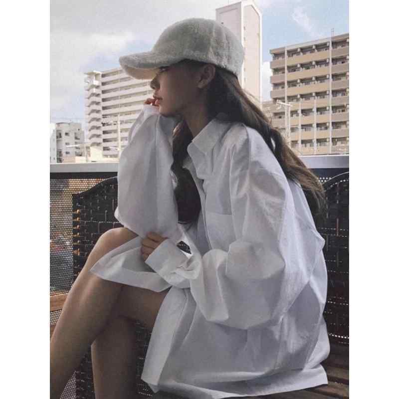 白 シャツ 長袖 ポロ襟 フレアスリーブ ゆったり デザイン 防晒 トップス コットン混 紡績繊維 気質 通勤 都市スタイル 日常使い 軽量 ゆったりシルエット 2023 春 メンズ レディース