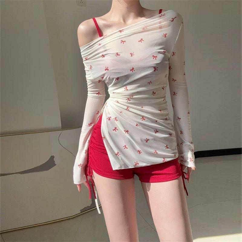 Rash Guards - 水着 レディース 三点セット 分体式 腹部カバー スリム効果 胸寄せ 小胸対応 韓国風 温泉用 黒 赤 ポリエステル 速乾 伸縮性 セクシー ビーチ プール スイムウェア 女性用 夏 ワンピース ビキニ セパレート