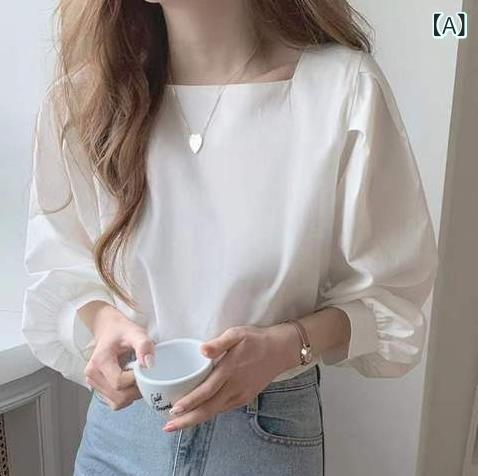 ・カテゴリ: シャツ・スタイル: 通勤・主な素材: ポリエステル70-80%・柄: 無地・袖丈: 長袖・袖型: 泡泡袖・版型: ルーズフィット・衣長: 普通(50-65cm)・ネックライン: スクエアネック・カラー展開: ホワイト、ライトブルー・サイズ展開: S、M、L、XL、XXL