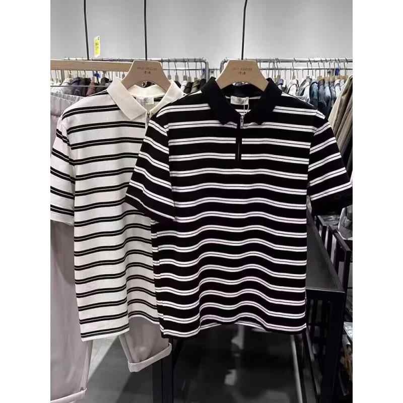 乐天商城 - Tシャツ メンズ 短袖 トップス ポロ ユニセックス ゆったり ゆったりシルエット 涼しい 薄手 化繊混紡 ポリエステル プリント 幾何学柄 丸首 セットアップなし 日常着 黒 杏 夏 2025年 青春風 流行 18-24歳 対象 200g 軽量 袖 通