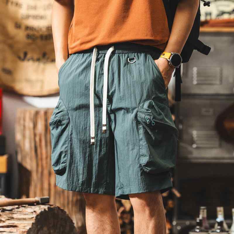 メンズ ショートパンツ 工装 直筒 5分丈 中腰 薄手 綿 素材 接触冷感 墨緑 黒 秋夏 耐磨 免烫 口袋 デザイン 運動 用途 青少年 向け 軽..