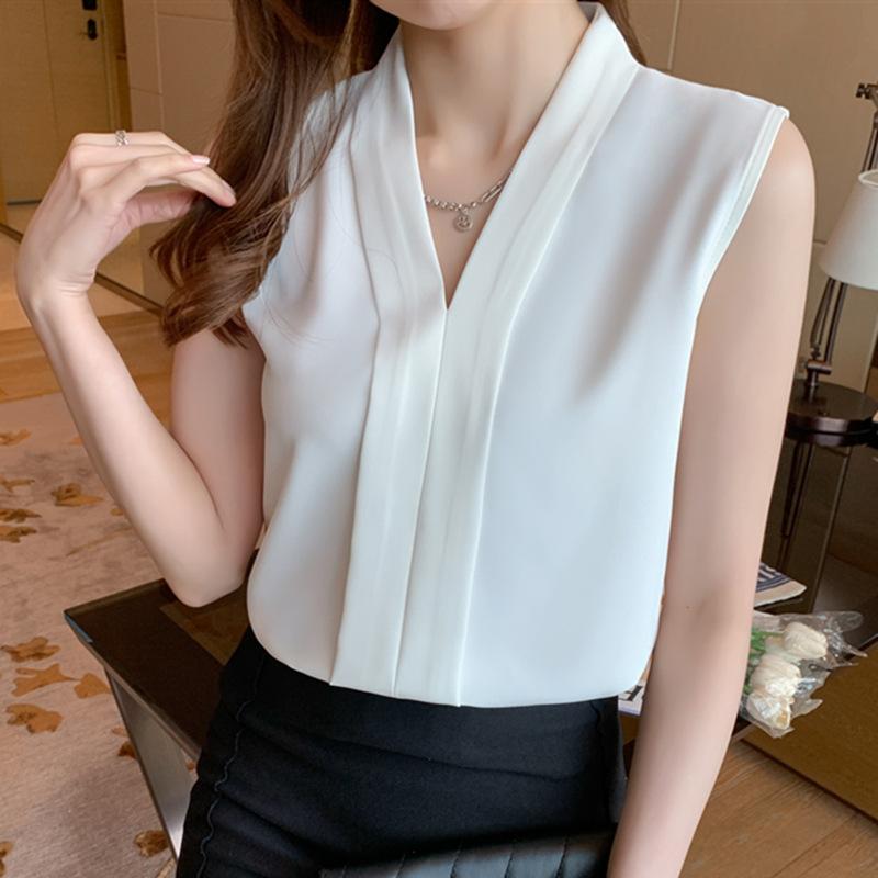 ・カテゴリ: シャツ・スタイル: 通勤・主な素材: ポリエステル95%以上、スパンデックス30%以下・柄: 無地・袖丈: ノースリーブ・版型: ルーズフィット・着丈: 普通(50cm超～65cm)・ネックライン: Vネック・カラー展開: ホワイト、琉璃イエロー、エメラルドグリーン、ブラック・サイズ展開: S,M,L,XL,2XL,3XL