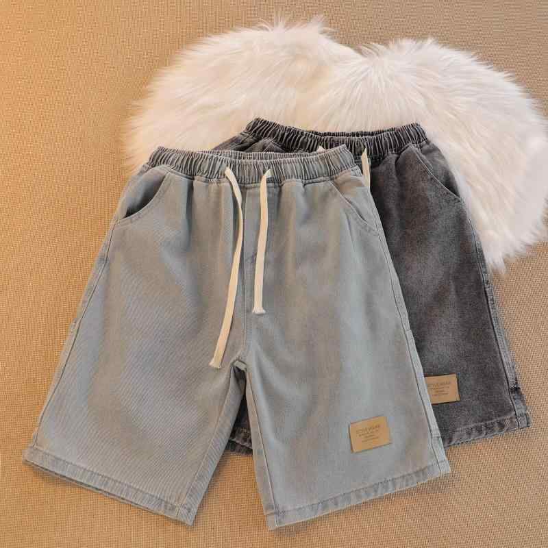 メンズ ショートパンツ 牛仔 夏用 薄手 ミッドレングス ゆったり ワーク スタイル 直筒型 微弾性 復古 デザイン ブルー グレー 軽量 通..