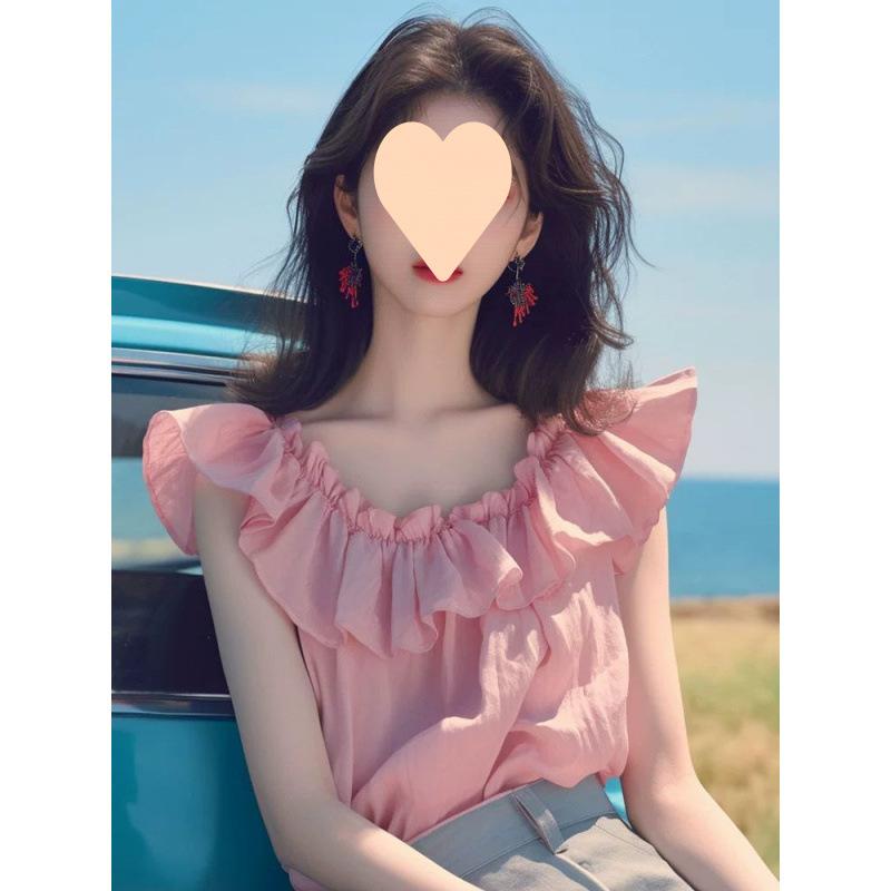Rakuten - レディース シャツ トップス ピンク シフォン 短袖 小飛袖 夏 春夏 通勤 気質 ファッション スタイリッシュ 軽やか 女性用 ブラウス 羽織り 袖 羽根袖 涼しい トレンド 普段使い