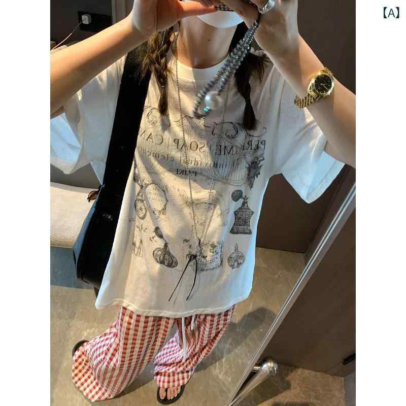 樂天商城 - Tシャツ トップス メンズ レディース 短袖 丸首 ゆったり 綿100% アルファベット プリント 黒 白色 通勤 普段使い 2025夏