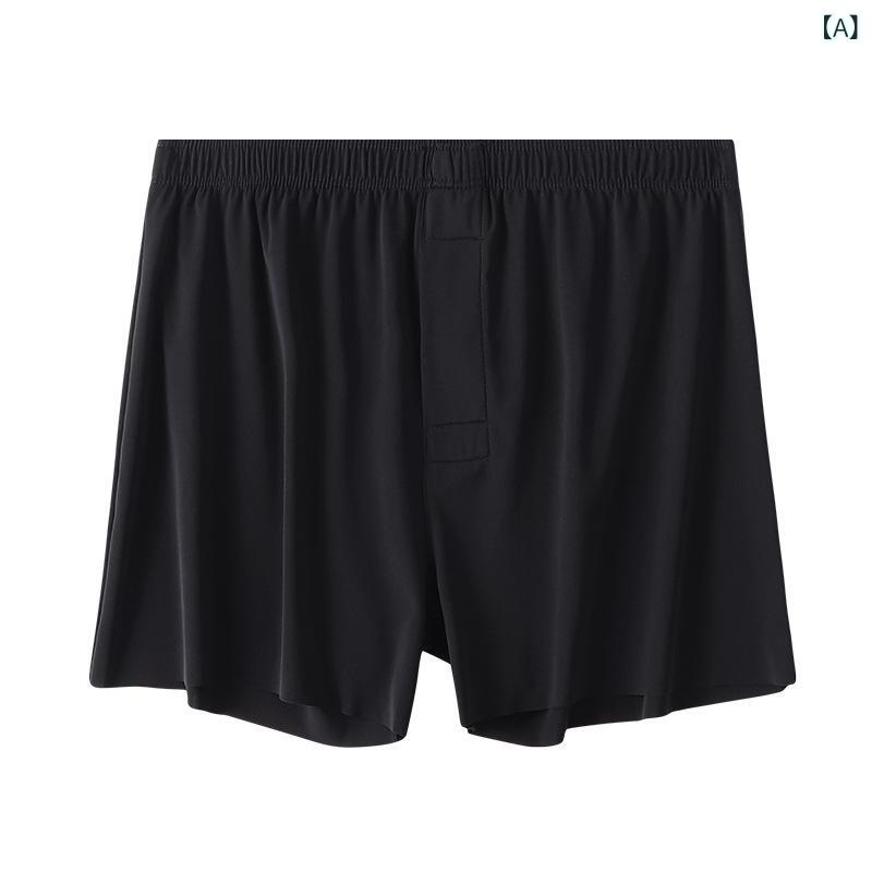 Men'S Underwear - メンズ ボクサーパンツ 平角パンツ インナーショーツ 大きいサイズ 接触冷感 ナイロン素材 透気性 無縫製 中腰 無地 黒 白 青 灰色 柔和ピンク モダングリーン オールシーズン 快適 クラシック トレンド ゆったり ショート丈 機能性 形状 安定 軽