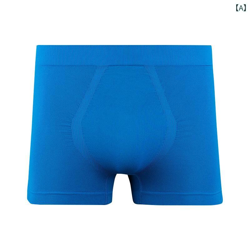 Other - メンズ ボクサーパンツ シームレス インナー スポーツ用 快適 高弾性 柔軟 透気性 網孔 プレミアム 生地 短パン 春季 ジャージ ナイロン スパンデックス ミストブルー グレー 水色 ネイビー ブラック 日常使い アクティブ 軽量 ストレッチ