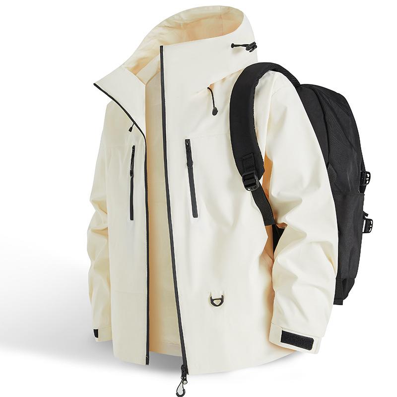メンズ フリース ジャケット 防水 防風 涤纶 春季 連帽 脱着可能 薄手 登山 徒歩 キャンプ 黒 米杏 紫 ピンク シルエット ワイド 機能性 アウトドア コート 作業着 スタ...