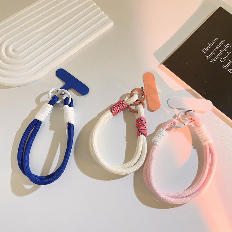スマホ ストラップ ニット ロングチェーン 電話紐 背負い紐 DIY 吊り紐 短め リストバンド アクセサリー 女の子 橙色 白 宝藍色 ニロン 素材 プラスチック バックル 軽量 耐久性 日常使い 外出 ユニセックス かわいい デザイン