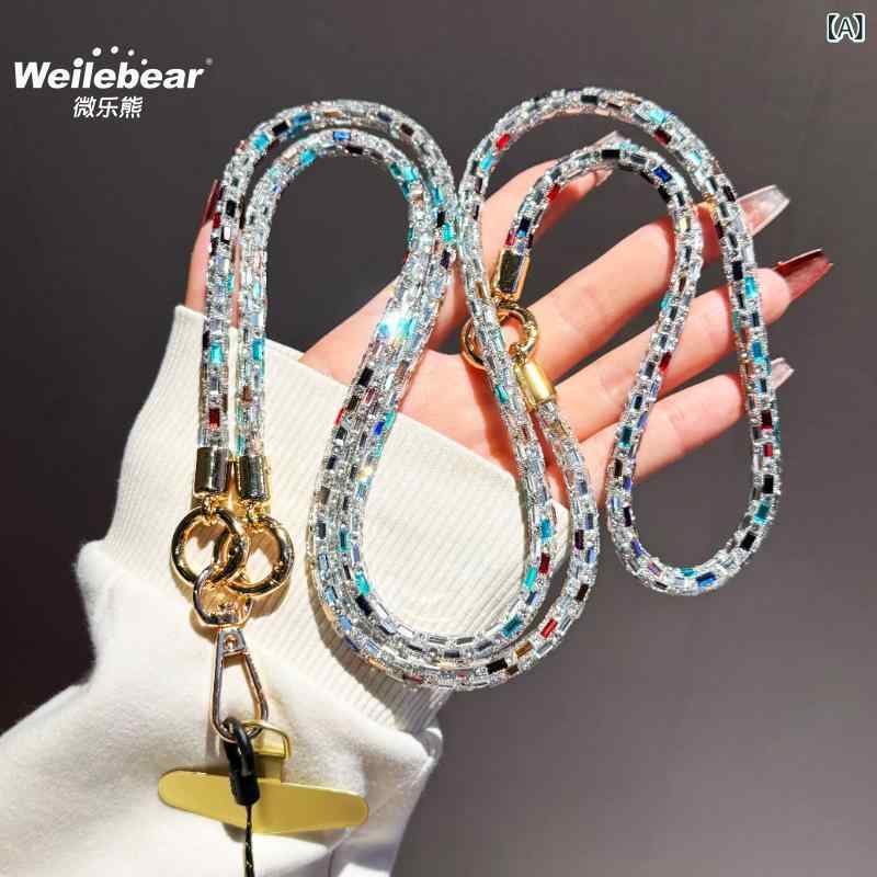 Strap For Mobile Phone - スマホチェーン キーホルダー 斜めがけ ネックストラップ 手首ストラップ ファッション 女性用 七彩流光 霜白 粉霞 深空灰 黒曜 プラスチック 屋外 バックパック チェーン ケース ストラップ ハングロープ マルチカラー ポータブル 軽量 日常使い