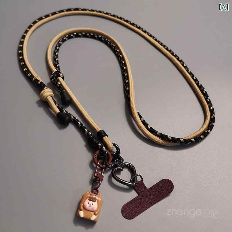 Strap For Mobile Phone - スマホ ストラップ 斜めがけ ハート バックル ダブルノット 調整可能 編み込み 首掛け バックストラップ シンプル ファッション 混色 幾何学 形状 多機能 女性用 手作り