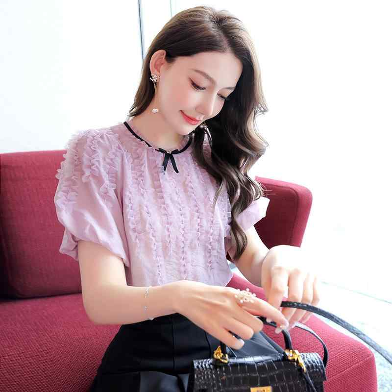ブラウス レディース 夏 通勤 きれいめ オフィス シフォン チュニック トップス 半袖 Vネック パープル M L XL LL L XL M S 紫色