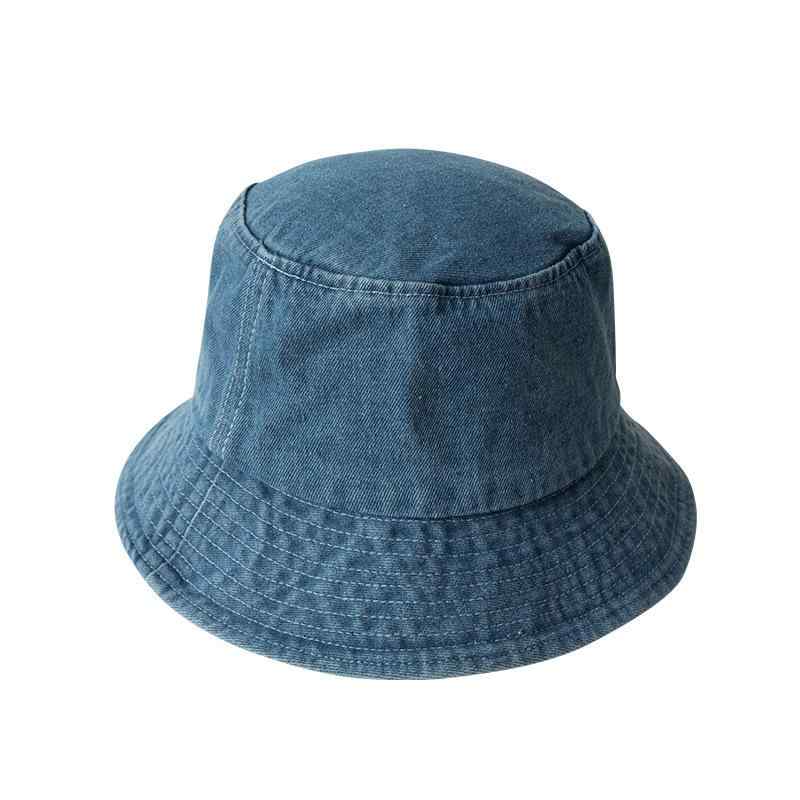 Straw Hat - 日系 デニム 漁師帽 メンズ レディース 大ぶり 小顔効果 素顔 隠し帽子 韓国風 万能 ペアルック 帽子 トレンド
