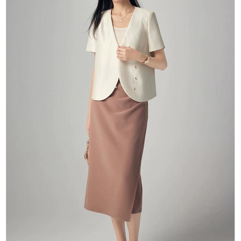 Rakuten - 小香風Vネックショート丈短上衣 女