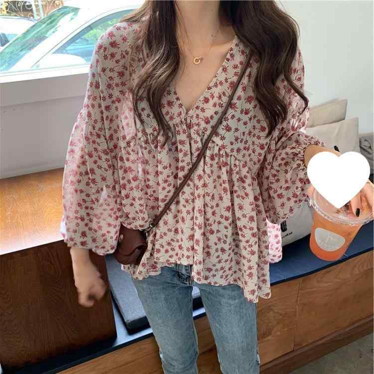 トップス Vネック 花柄 長袖 シフォン チュニック 大人っぽい きれいめ 華やか エレガント フェミニン 上品 きれいめ 春夏 秋 紫外線対策 体系カバー 柔らかい 伸縮性 通年 20代 30代 40代 ブラック ピンク系