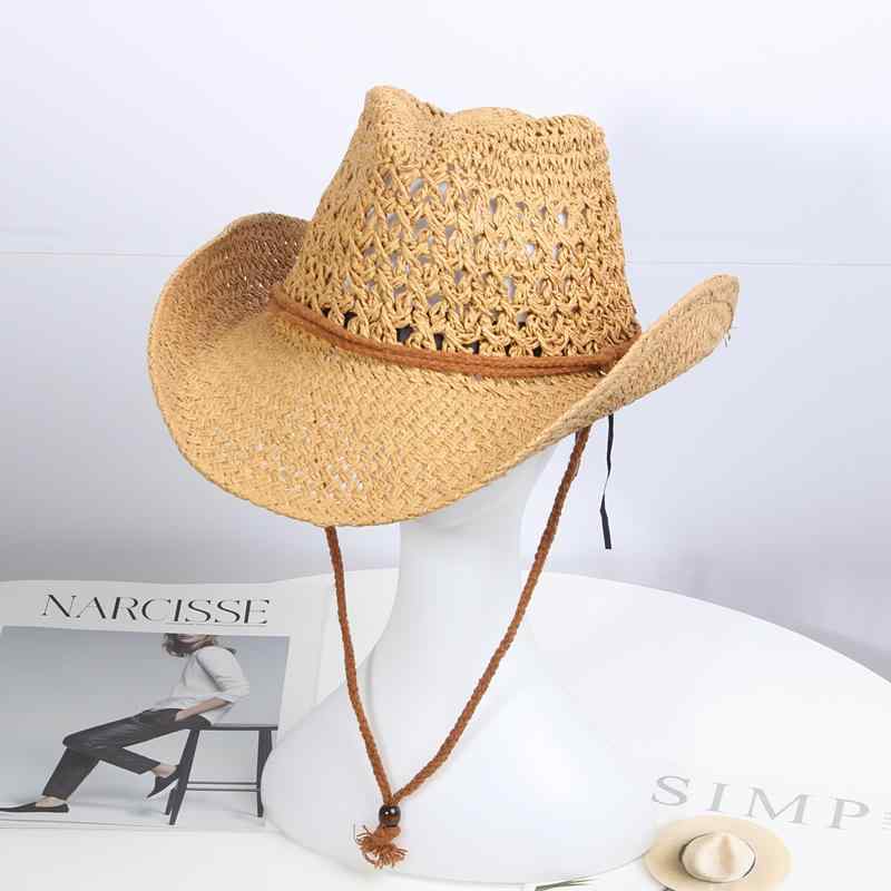 Straw Hat - 西部牛仔帽 草编帽 男女 通年 防晒 透气 遮阳 复古風 波西米亚風 爵士風 異国情調風
