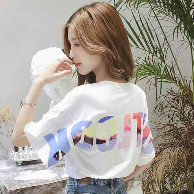 樂天商城 - Tシャツ レディース 半袖 プリントTシャツ 綿 Tシャツ 黒 M L XL XXL M XL ブラック カジュアル風 日韓休闲風
