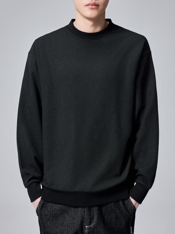 樂天商城 - トップス メンズ トレーナー 長袖 丸首 ゆったり ブラック ベージュ