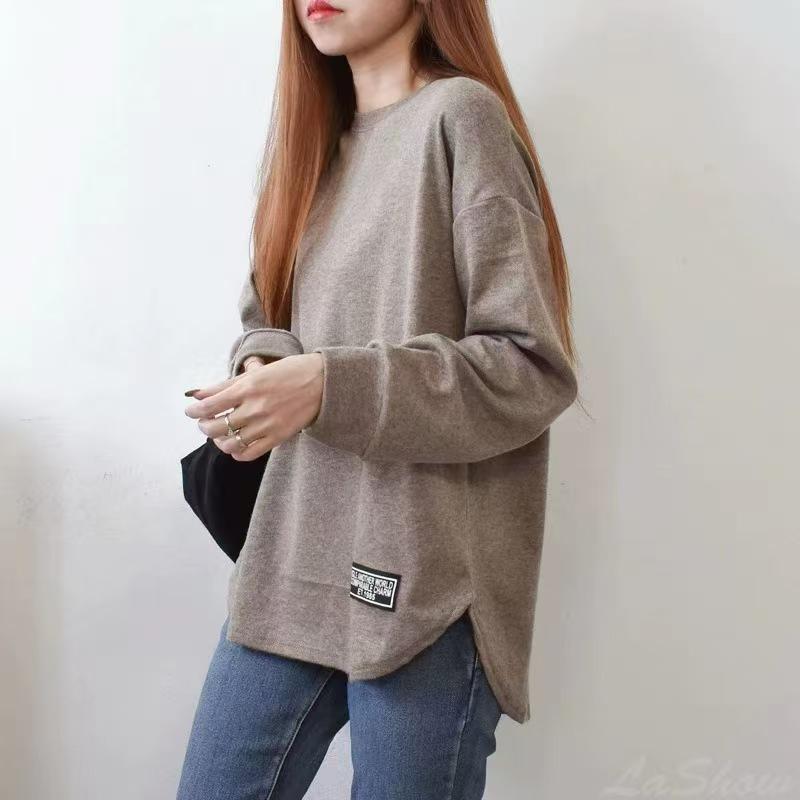 Rakuten - Tシャツ レディース 春服 長袖Tシャツ 白黒コーヒー麻黒