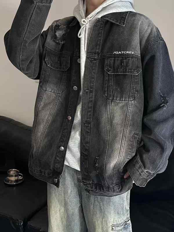メンズ ジャケット デニム アウター 春秋 カジュアル ストリート系 宽松 痞帅 工装夹克 藍色 黒色 M L XL XXL`110````json110**The user wants to translate a Chinese product na