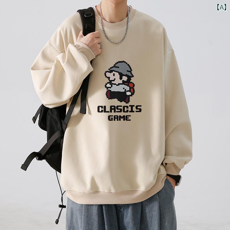 トップス メンズ 秋冬 長袖 トレーナー 学生 カジュアル おしゃれ ファッション 幾何柄 ゆったり 大きいサイズ 男性向け 普段使い M L XL 2XL 3XL 4XL 5XL 6XL