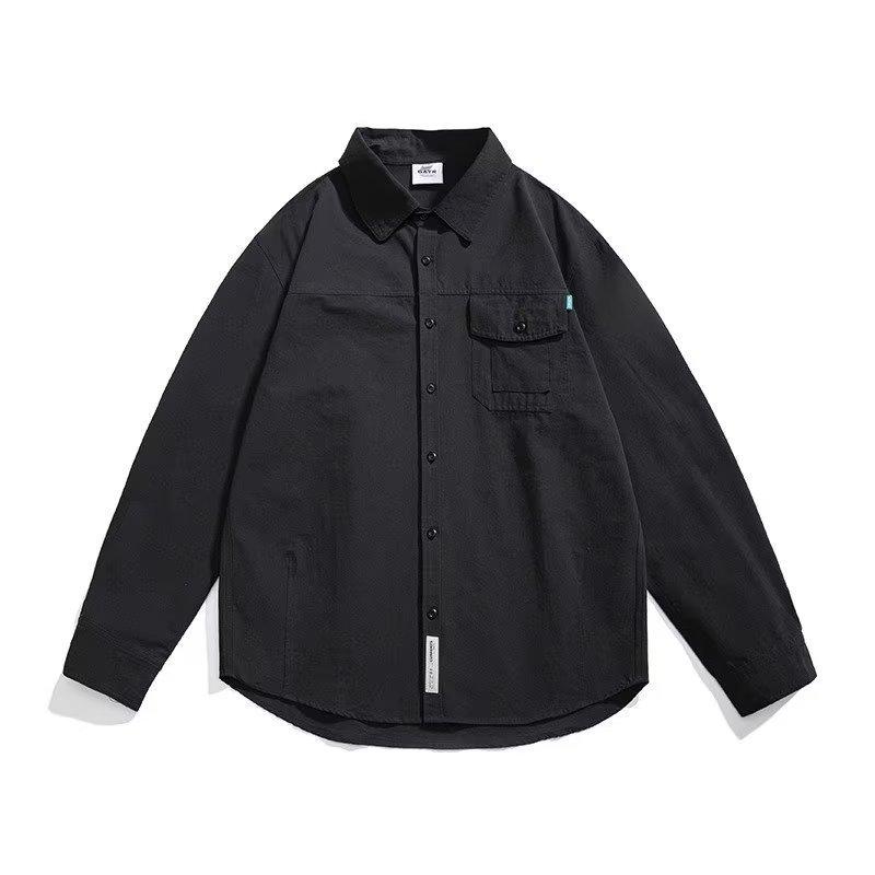 Other - メンズ カジュアルシャツ 長袖シャツ 秋服 ゆったり 工装シャツ ジャケット アウター 黒色 普段使い アウトドア 軽量 綿混紡