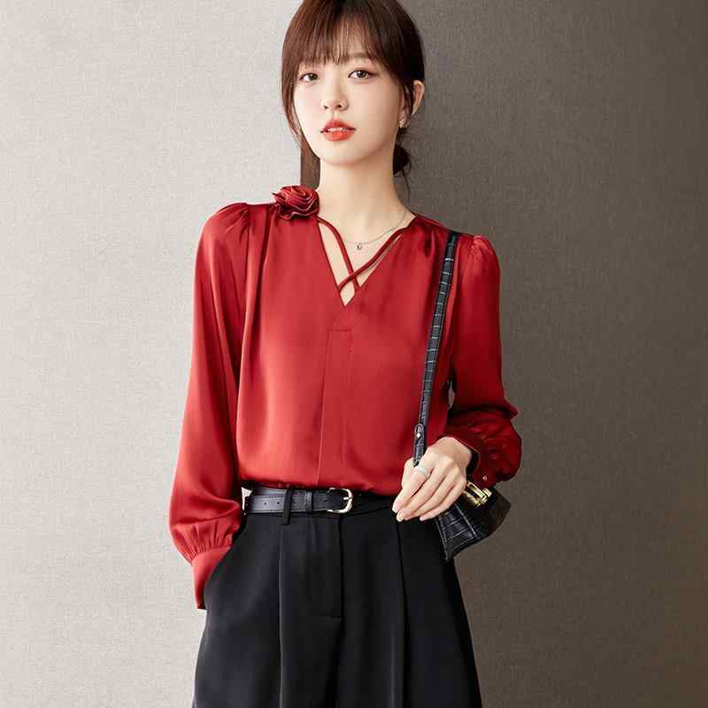 ワンピース Vネック 長袖 ブラウス シフォン チュニック 異素材ミックス 30代 40代 通勤 通学 オフィス カジュアル きれいめ 大人 上品 大人 可愛い 春夏用 婦人服 ファッション 40代 50代